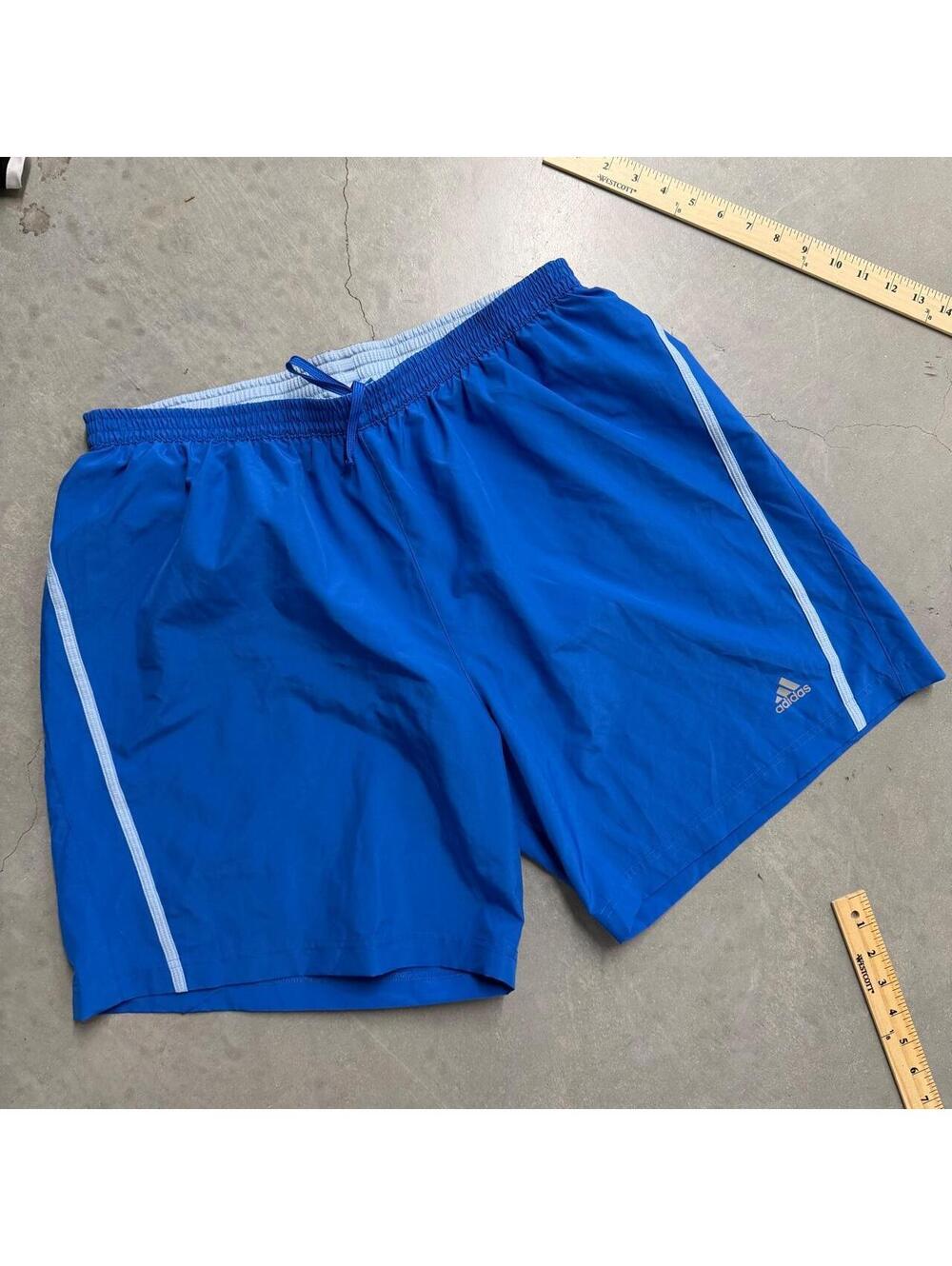 Y2K Men's Blue Adidas Athletic Training Shorts sized Extra Large